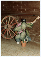 Man hiding behind plant